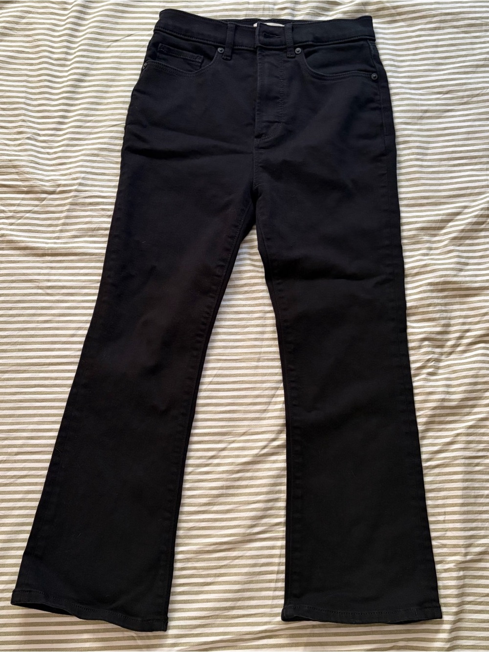 LOFT Rivete High Rise Kick Crop Black Jeans